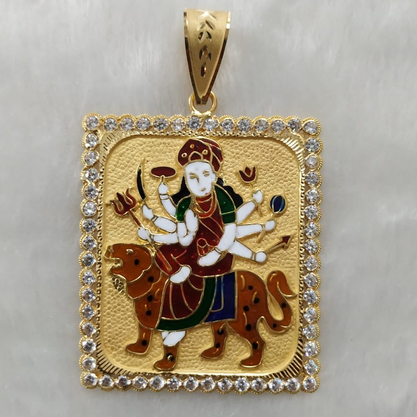 916 Gold Fancy Gent's Ambaji Maa Minakari Pendant