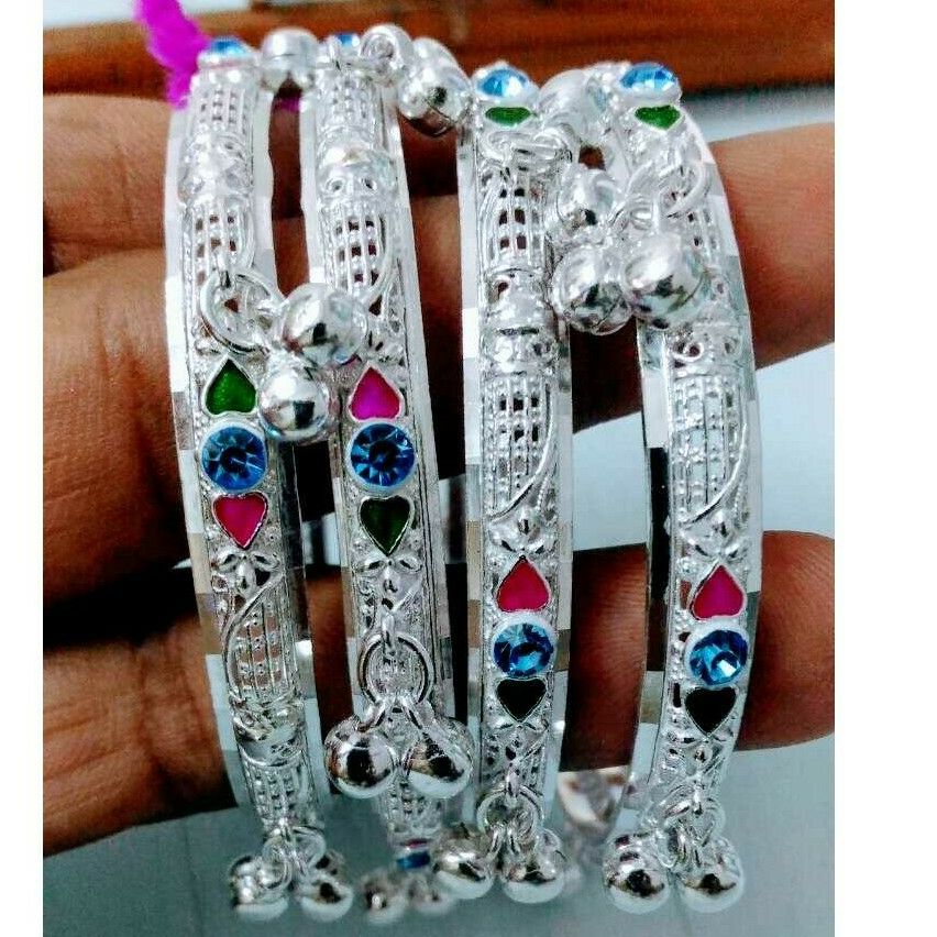 Silver Ladies Jadtar Antique Attractive Stone Bangle - Image 5