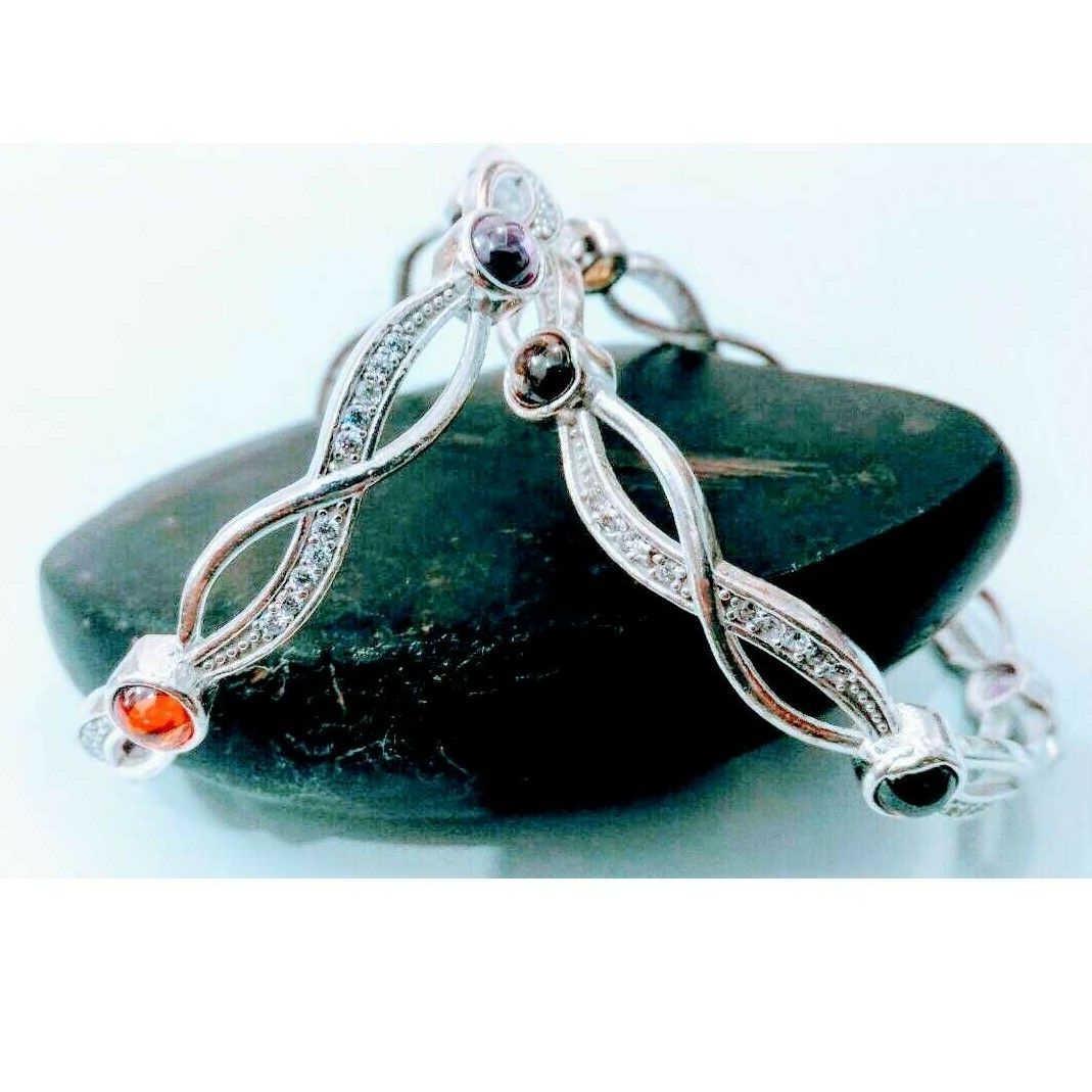 Silver Ladies Jadtar Antique Attractive Stone Bangle - Image 3