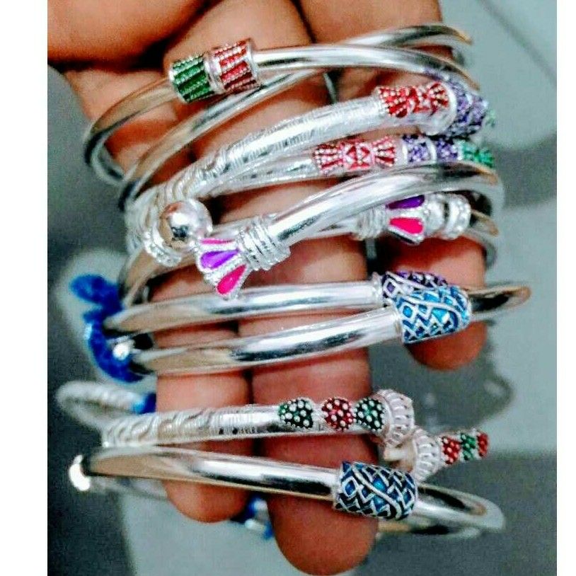 Silver Ladies Jadtar Antique Attractive Stone Bangle - Image 2