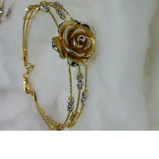 22K Gold Designer Rose Indian Bangles
