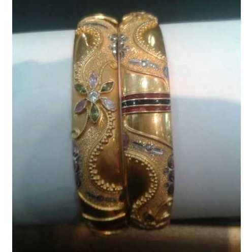 22k Gold Ladies Indian Designer Bangles Yellow