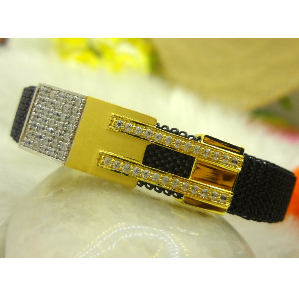 Double line cz diamond trendy 22 kt gold bracelet