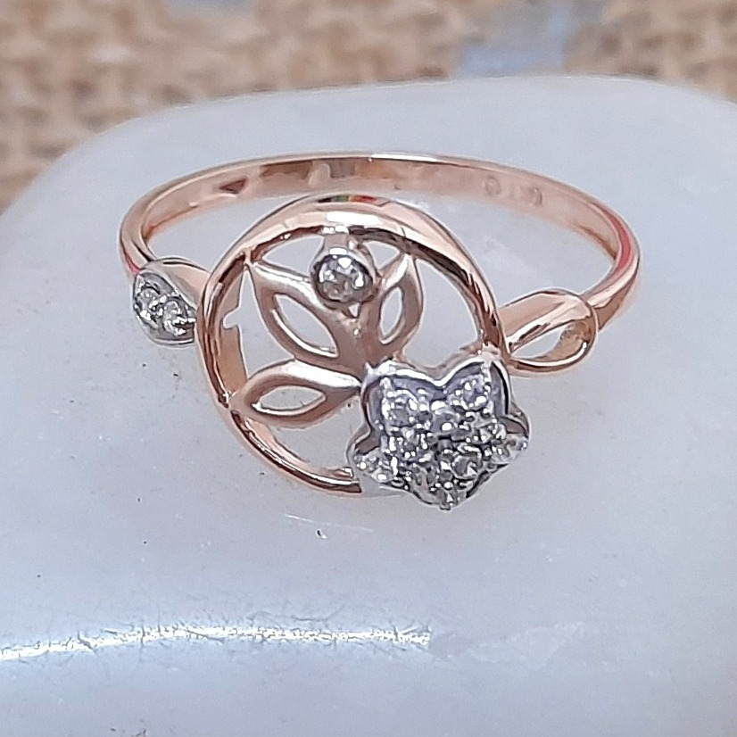 Crystal flower 18 kt rose gold ladies ring