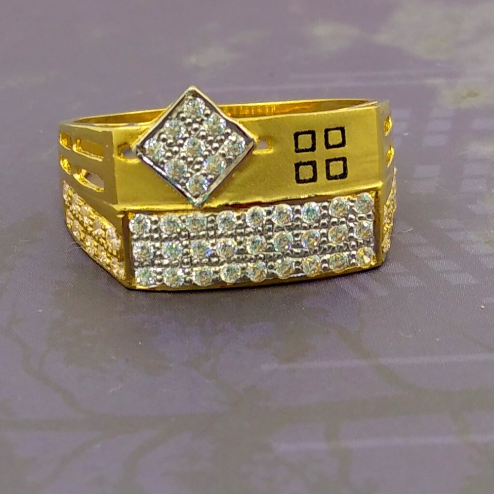 Horizontal diamond 22kt gold gents ring