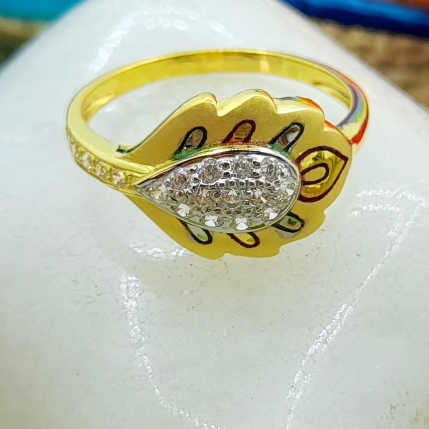 FEATHER SHAPE LIGHT WEIGHT ENGAGEMENT GIFT 22KT LADIES RING