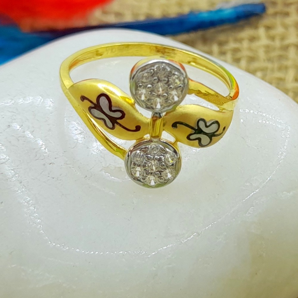 2 elegant butterfly design with cz diamond 22 kt ladies ring