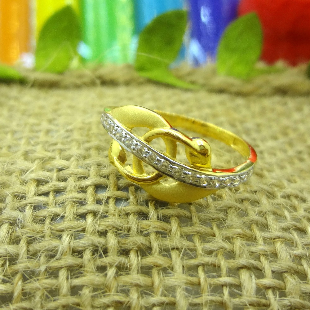916 gold cz diamond mingle curved ladies ring