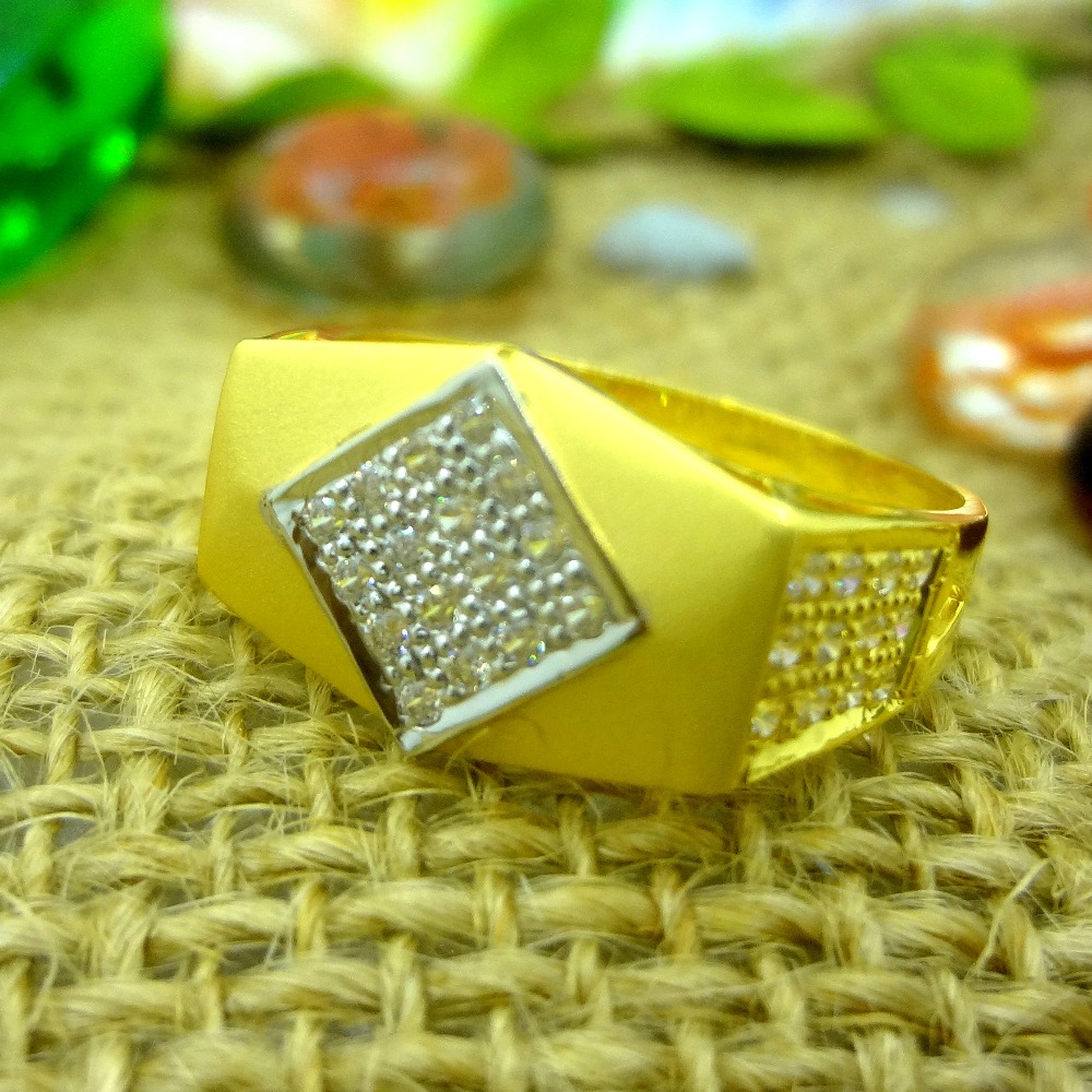 916 gold cz diamond gents ring