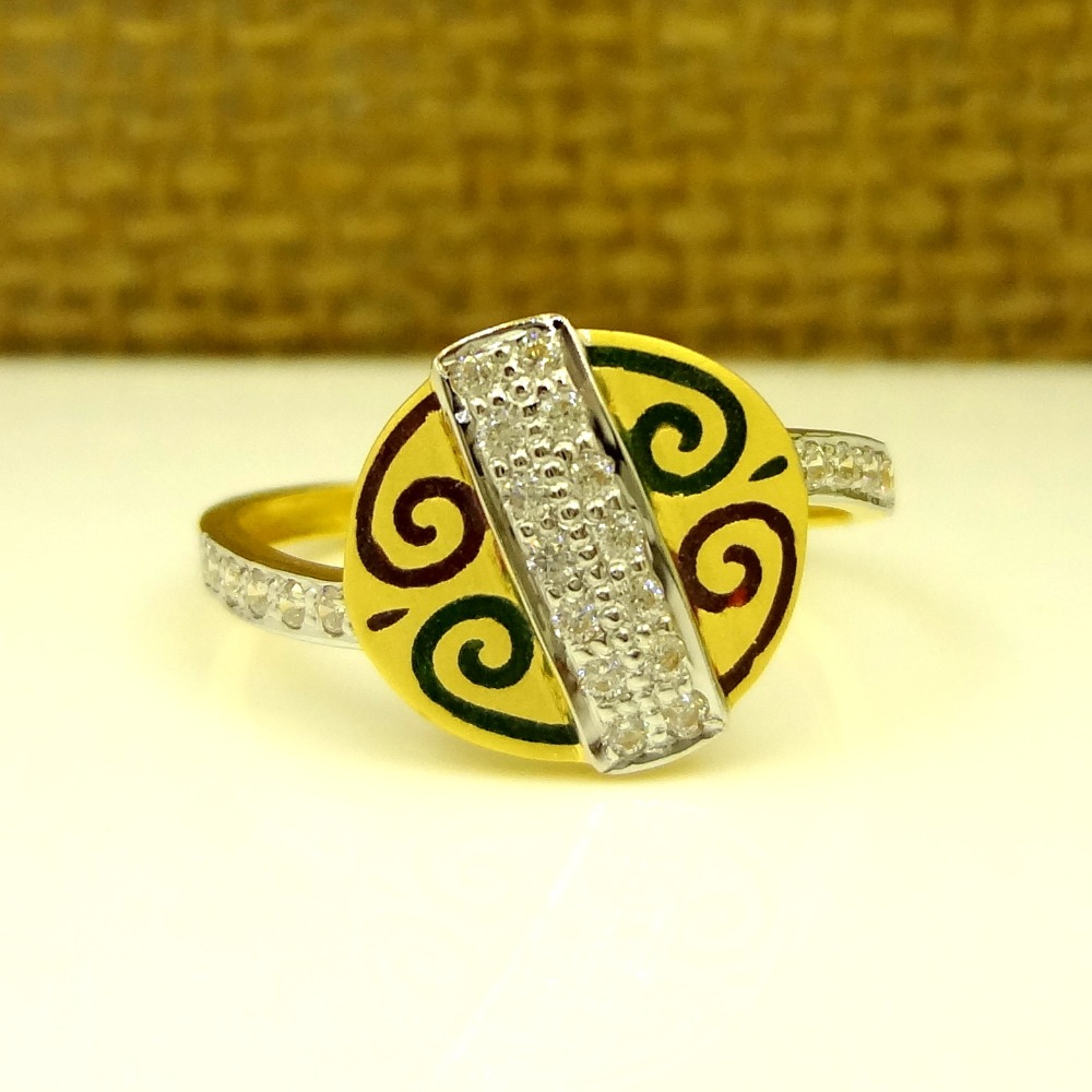 916 gold cz diamond amazing red-green mina stylish ladies ring