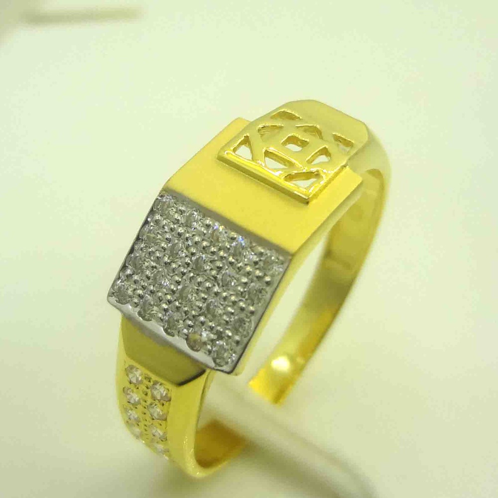 916 gold cz diamond gents ring