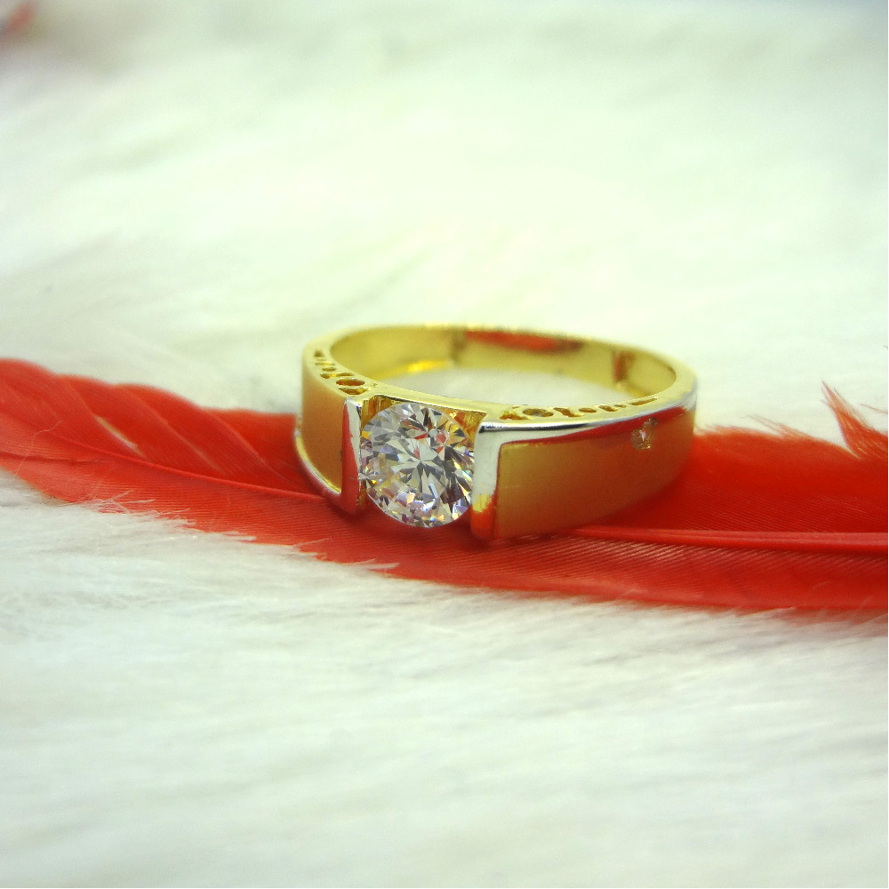 916 gold cz diamond solitare gents ring
