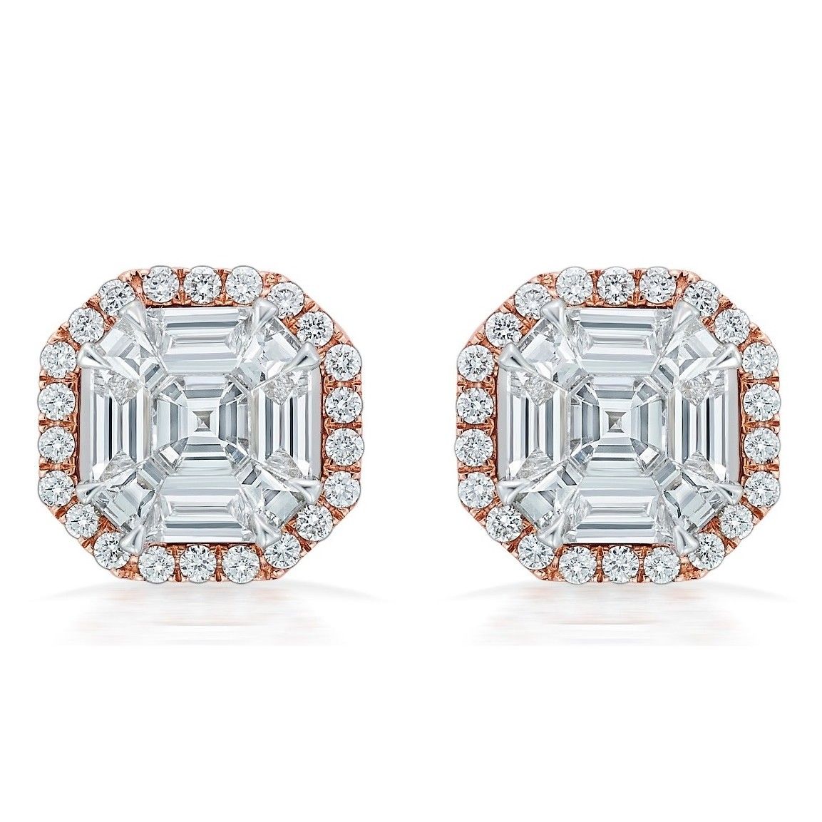 Pie Cut Ascher Shape Diamond Earrings