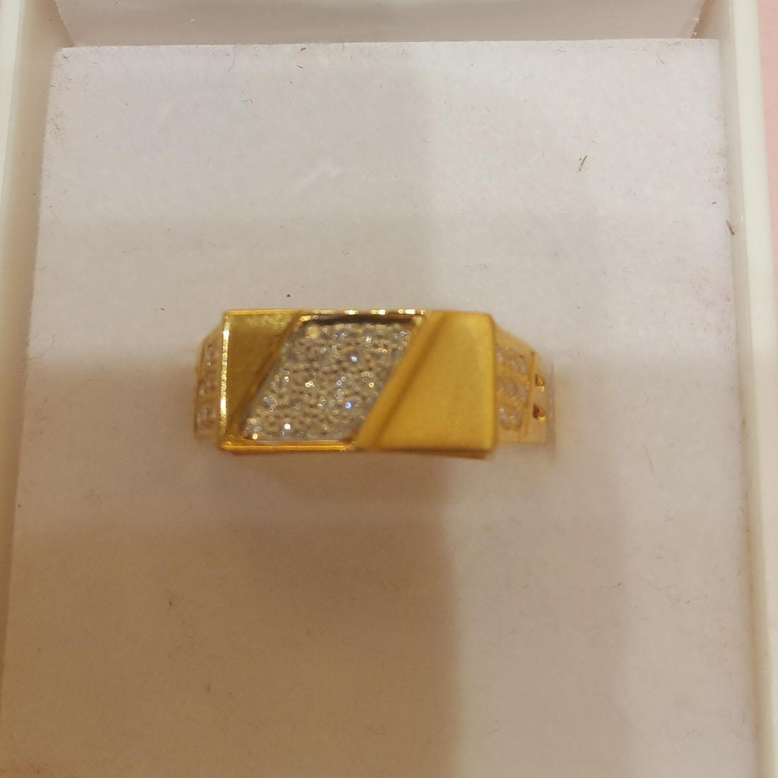 22K Gold CZ Diamond Ring For Men