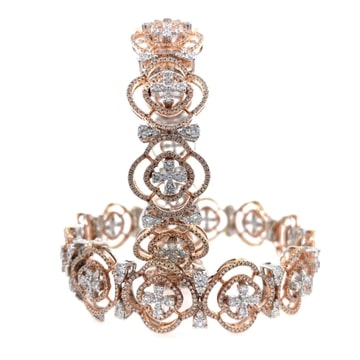 18k rose gold magnifique diamond bangle pair - Image 3