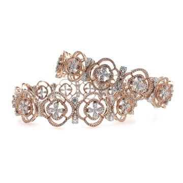 18k rose gold magnifique diamond bangle pair - Image 2