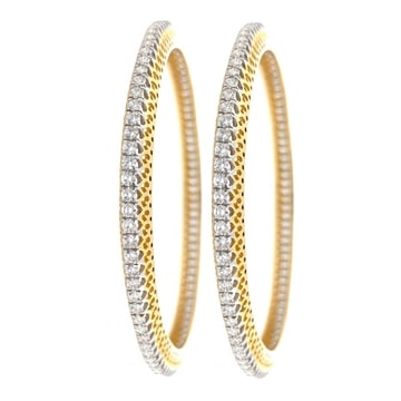 18k Gold Single line classic Diamond Bangle Pair