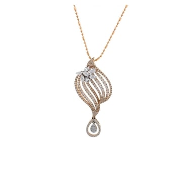 18k Gold And Diamond Designer Pendant Set - Image 3