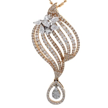 18k Gold And Diamond Designer Pendant Set - Image 2