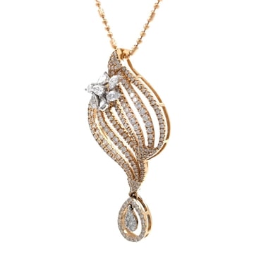 18k Gold And Diamond Designer Pendant Set