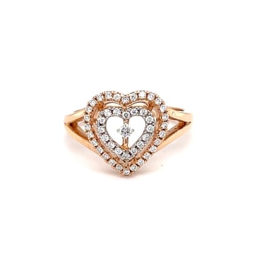 18k Gold Heart single Diamond Ring For Ladies