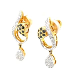 14k Gold With Diamonds Black & White Earrings