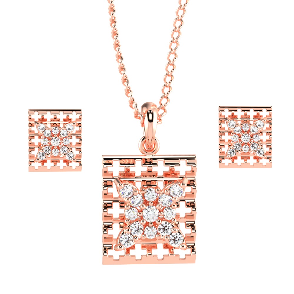 18K Rose Gold Cad Design Pendant Set