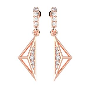 18KT CZ Gold Cad Design Hanging Earring