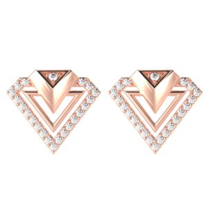 18KT Rose Gold CZ Triangle Shape Earring