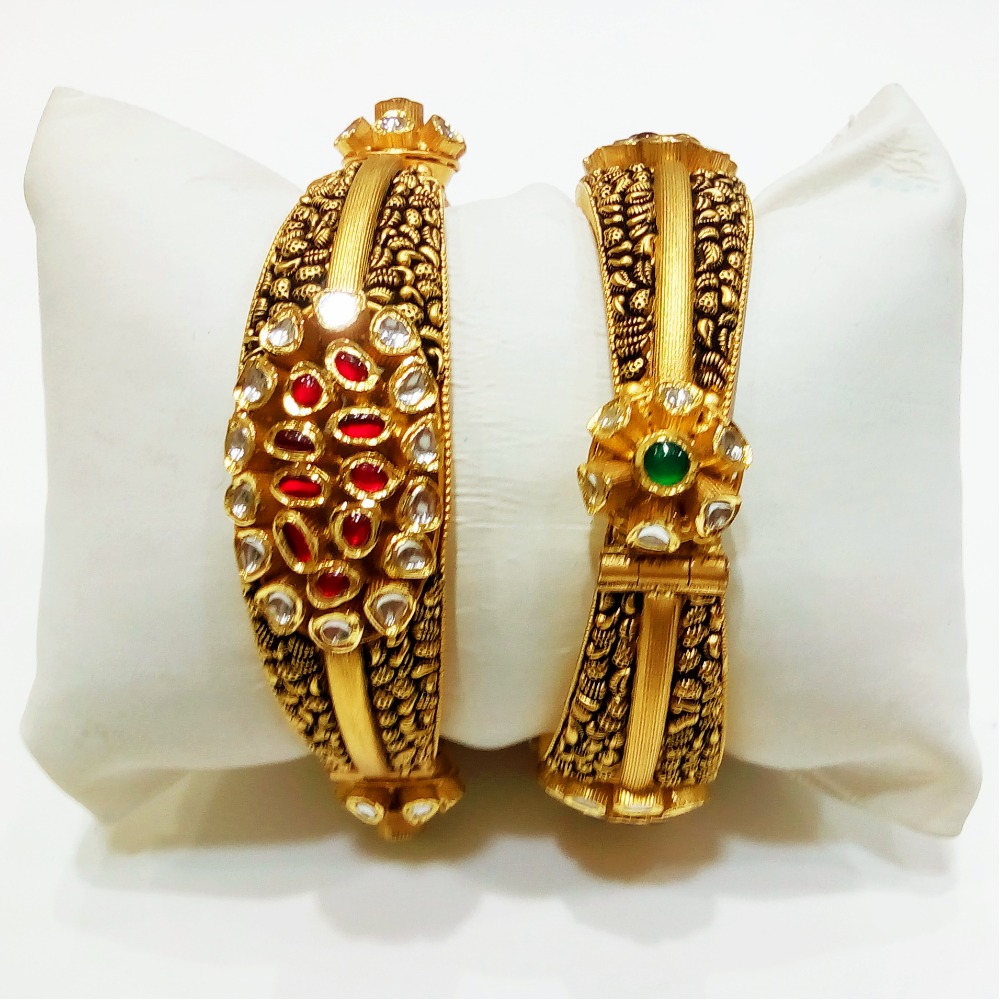 916 Gold Antique Jadtar Bangles NB - B001