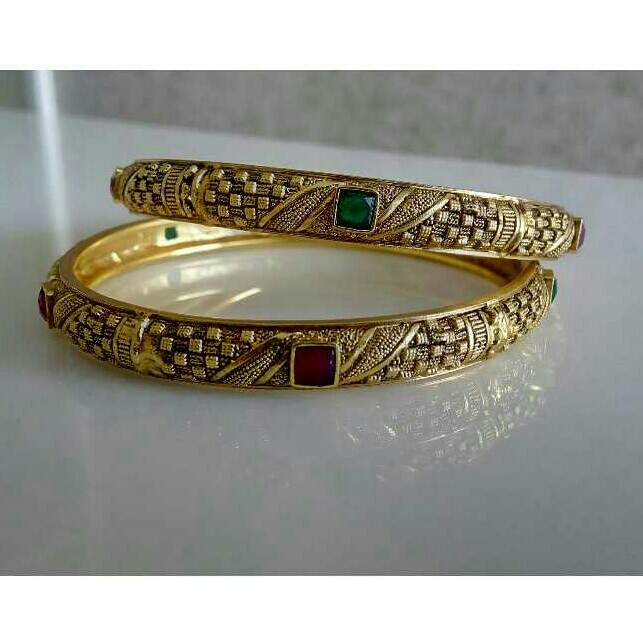 Fancy Yellow Indian Brass Bangles (Kada)