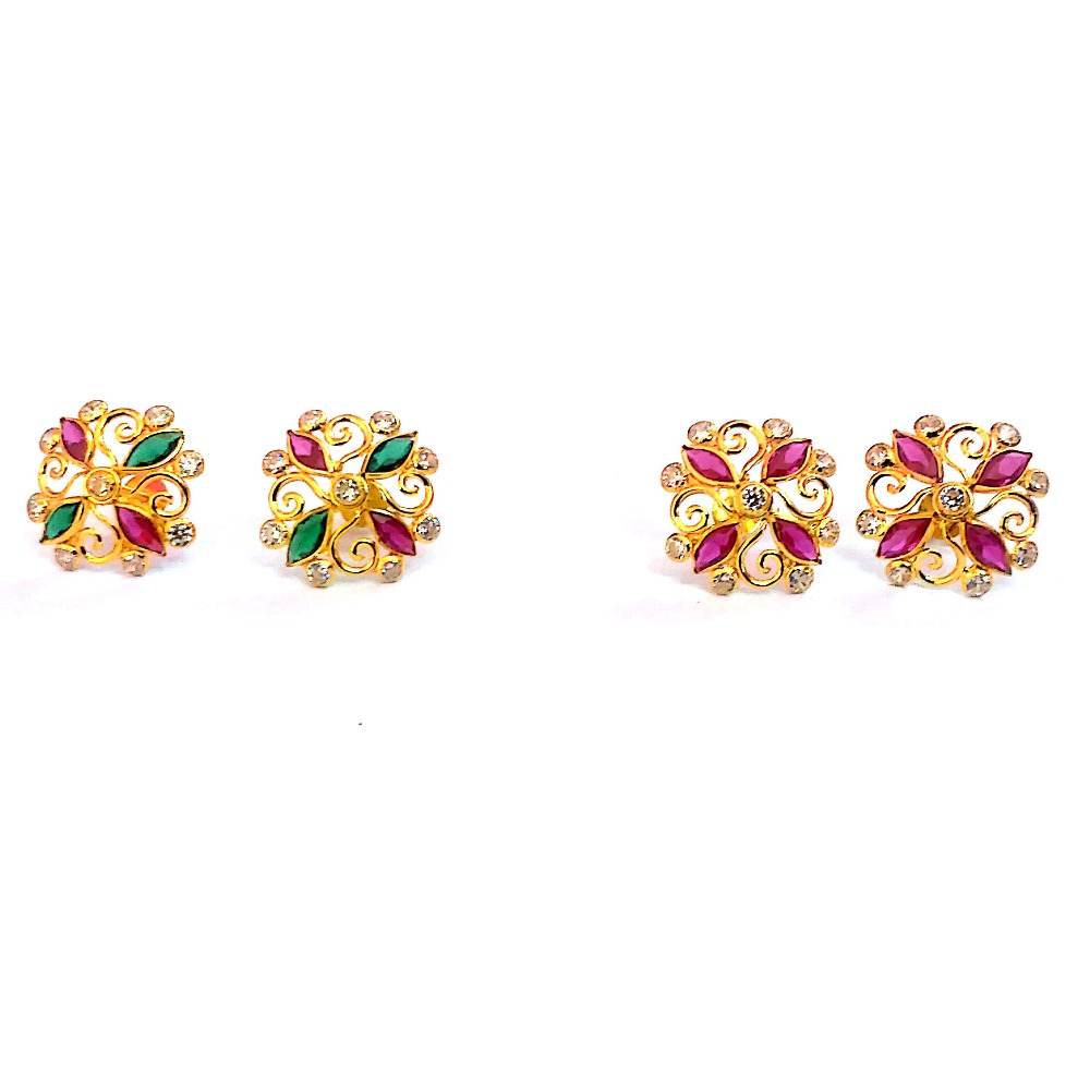 Fancy Color Stone Gold Earrings NJA-E006