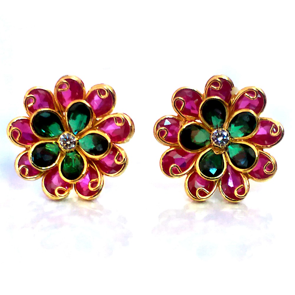 Fancy Color Stone Gold Earrings NJA-E005