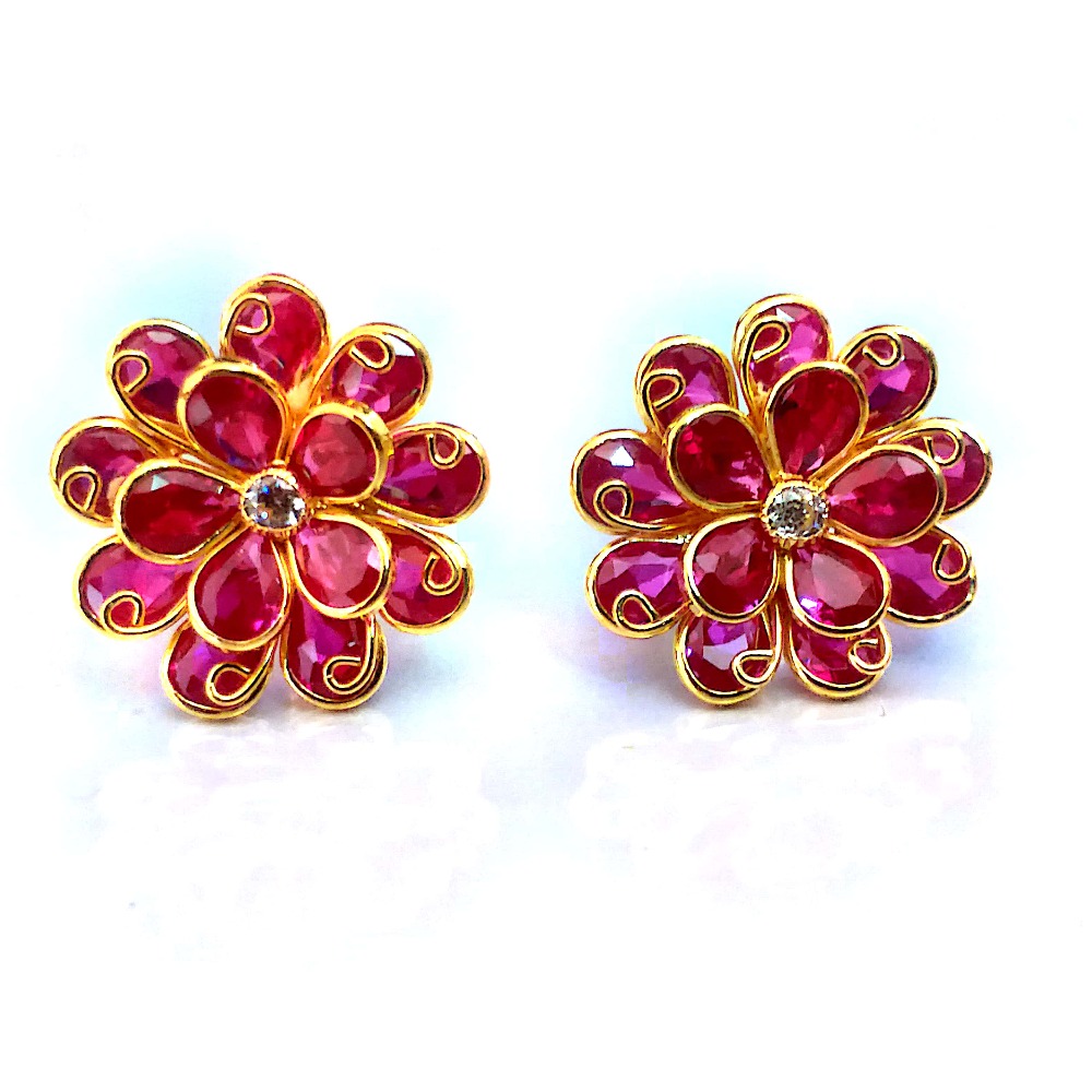 Fancy color stone gold earrings nja-e001
