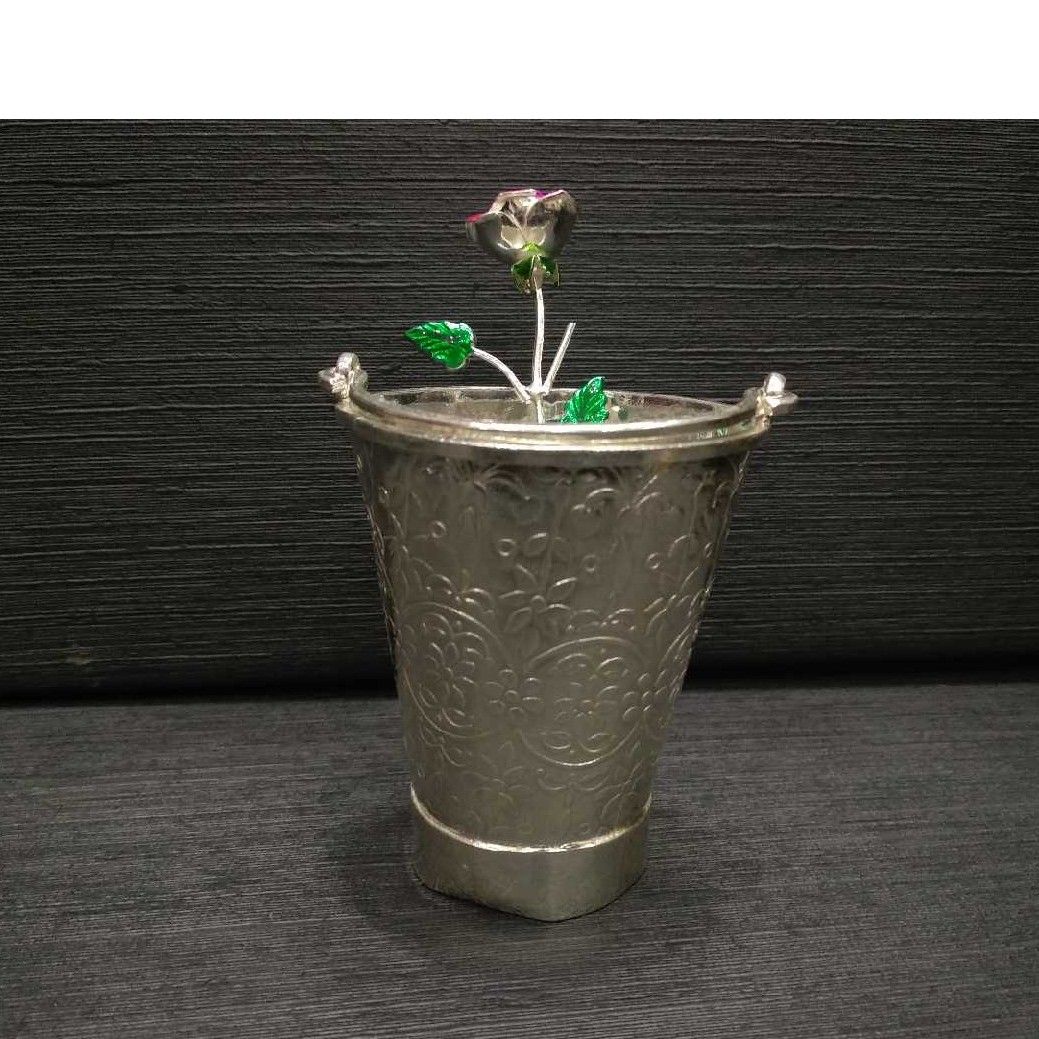 Silver Indian Rose Gold Plated Attractive Flower Pot