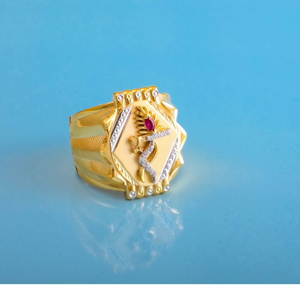 916 gold cz design gents ring