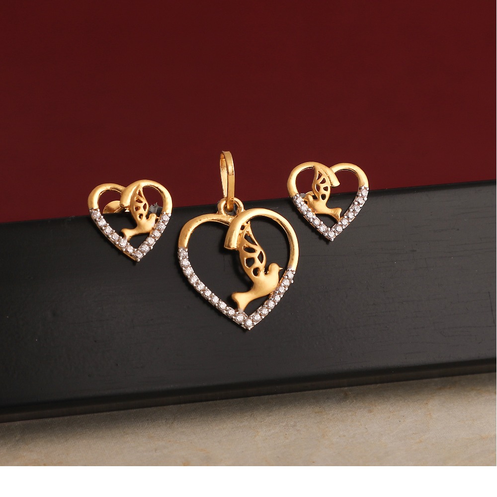 916 gold cz pendant set