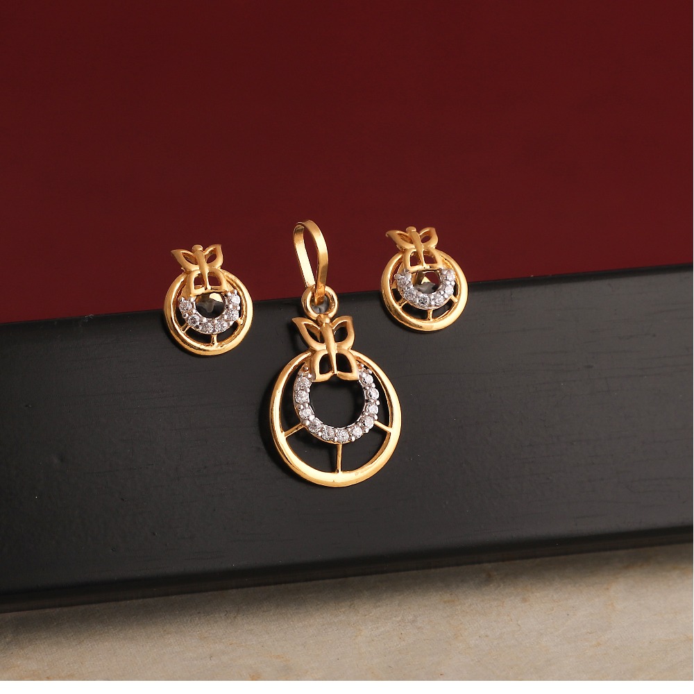 916 gold cz pendant set