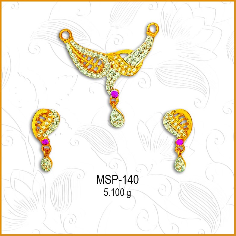 22KT Gold Fancy CZ Mangalsutra Pendant Set MSP-140