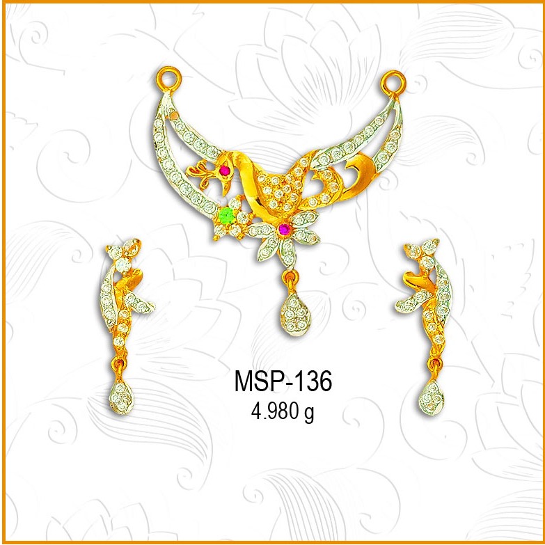 916 Gold Designer CZ Mangalsutra Pendant Set MSP-136