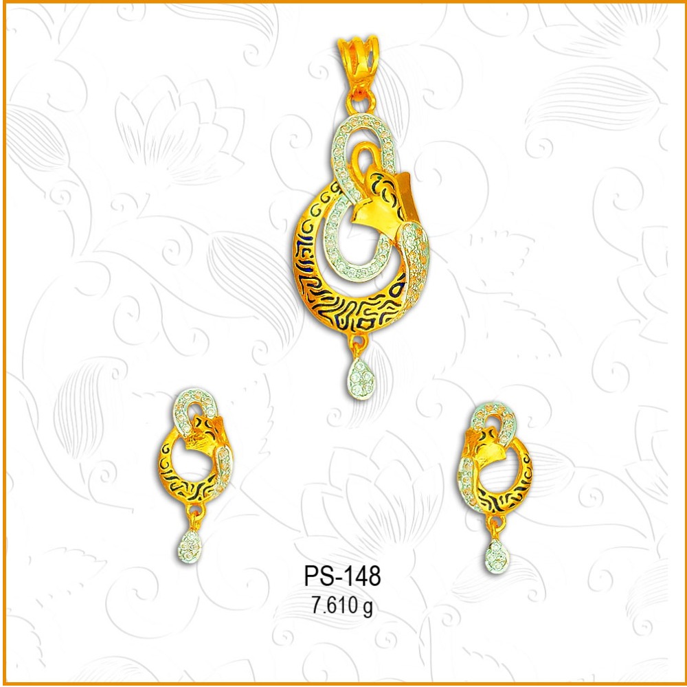 22KT Gold Fancy CZ Pendant Set PS-148