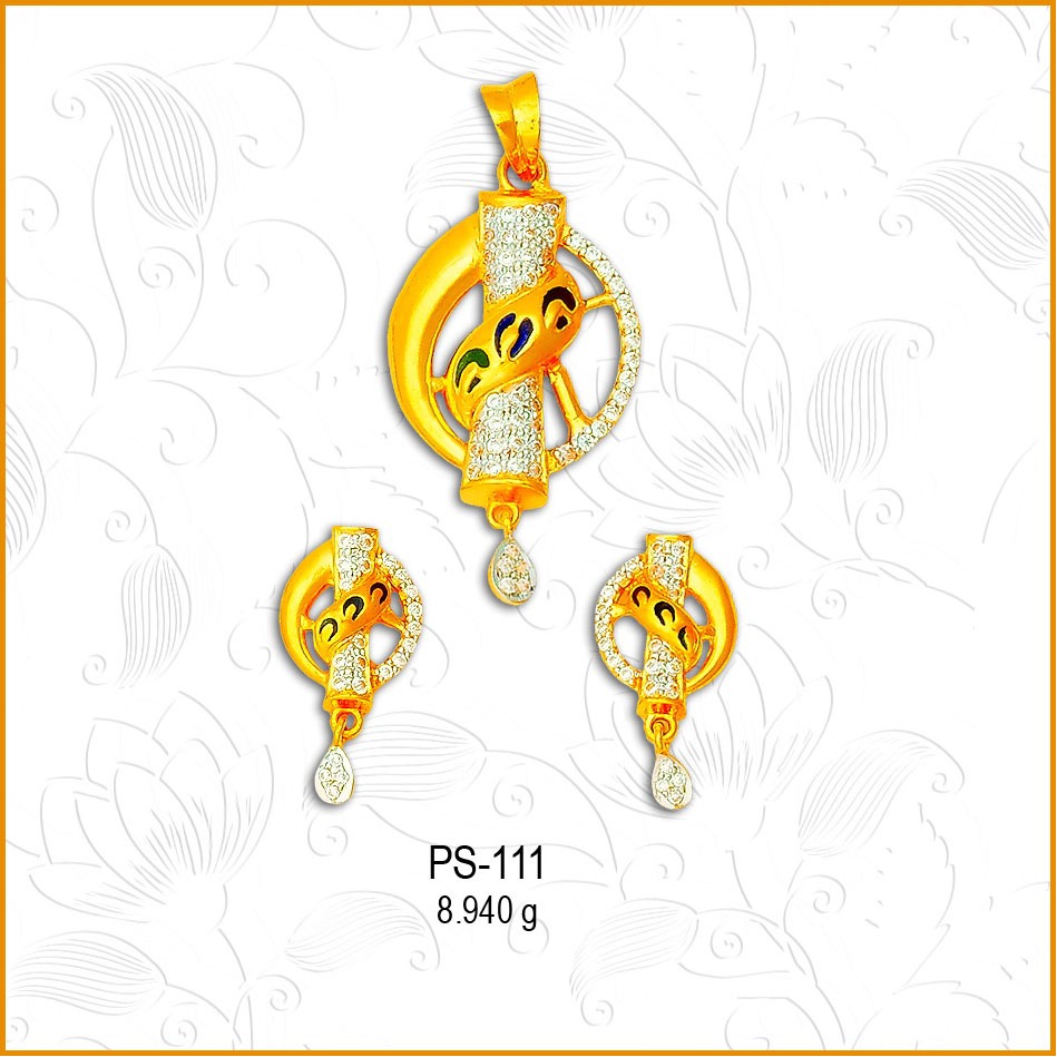 916 Gold Fancy CZ Pendant Set PS-111