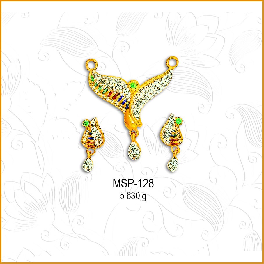 916 Gold Colourful CZ Mangalsutra Pendant Set MSP-128