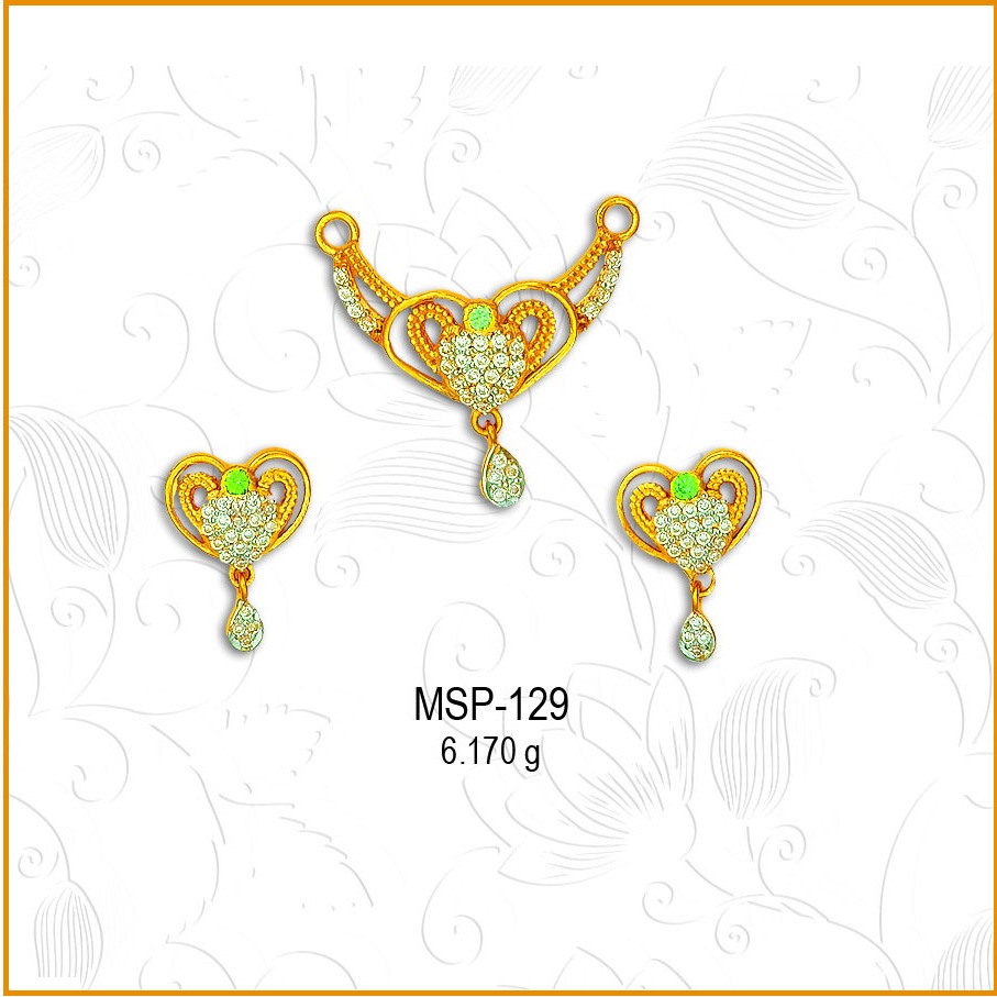 22KT Gold Fancy CZ Diamond Mangalsutra Pendant Set MSP-129