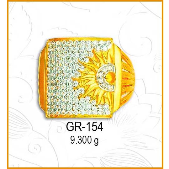 22KT Gold Sun Design CZ Gents Ring GR-154