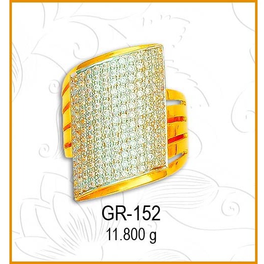 916 Gold Designer CZ Diamond Gents Ring GR-152