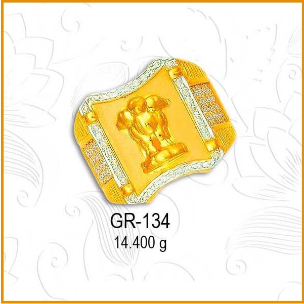 22KT Gold Designer CZ Gents Ring GR-134