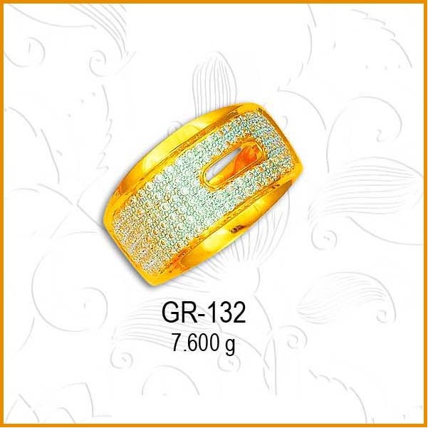 22KT Gold Fancy CZ Diamond Gents Ring GR-132