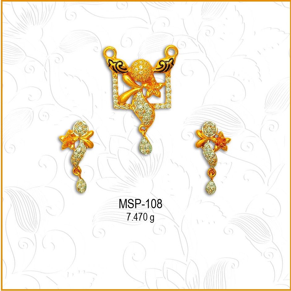 22KT Gold Attractive CZ Mangalsutra Pendant Set MSP-108
