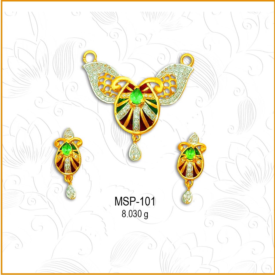 916 Gold Colourful CZ Mangalsutra Pendant Set MSP-101